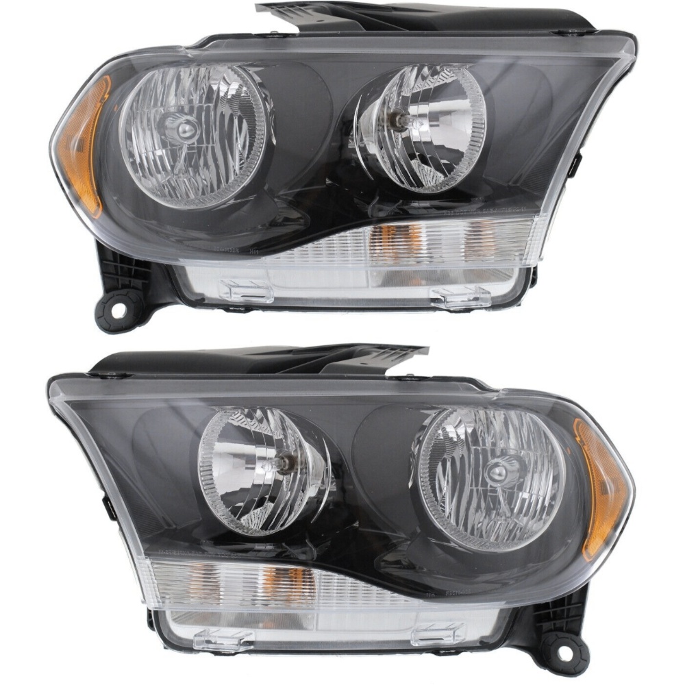 Halogen Headlight Black Interior Left and Right For 2011-2013 Durango