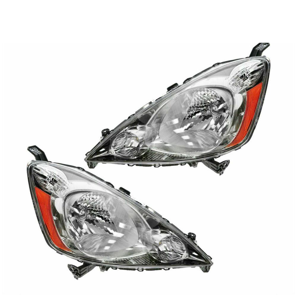 Headlights Headlamps Left & Right Pair Set For 09-11 Honda Fit Hatchback Sport