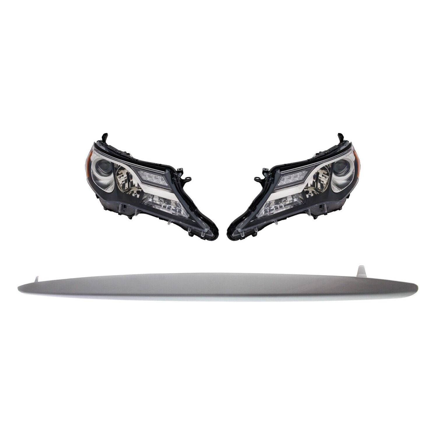 Headlight Kit For Toyota 2013-2015 RAV4 Left Right Lens/Housing W/Bumper Trims