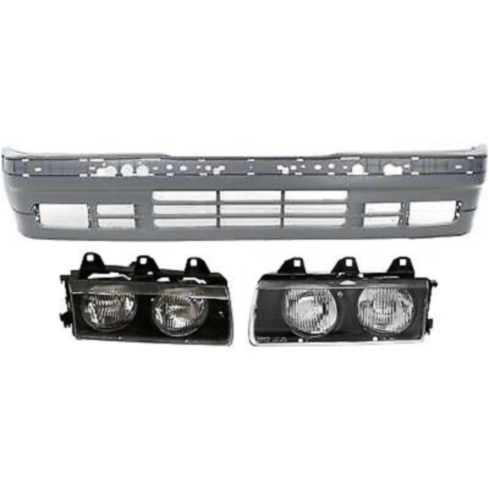Headlight Kit For BMW 318i 318is 320i 325i 325is Left & Right Clear Lens Halogen