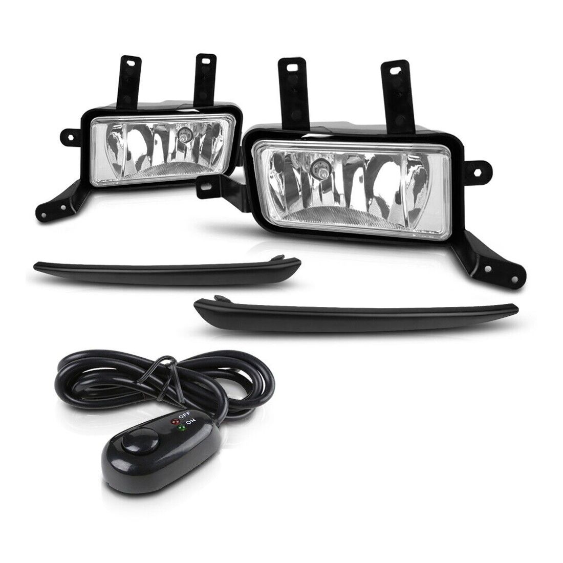 For 15-20 Tahoe A86536-HC352LTZLF Clear]Black Trim Fog Light w/Switch+Harness