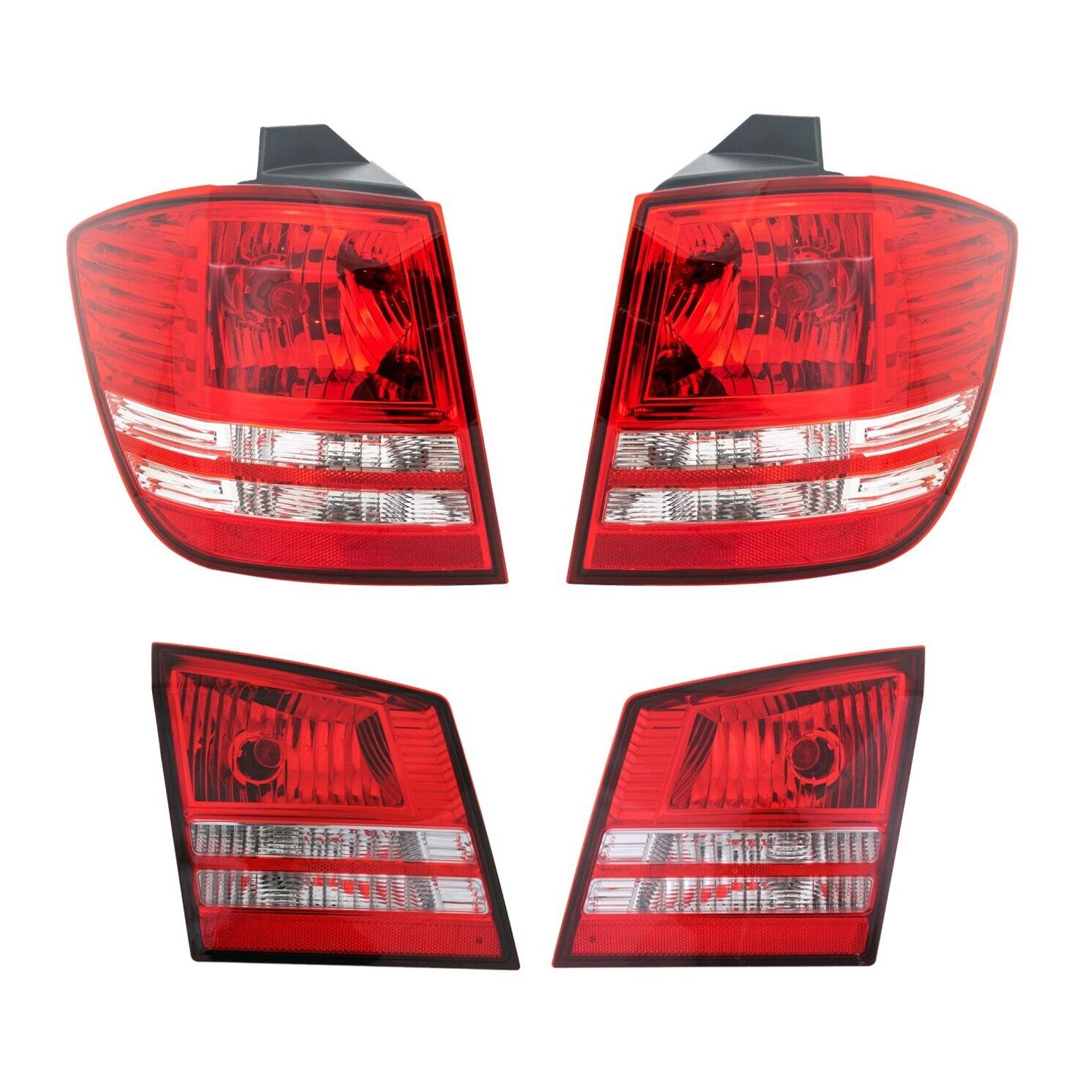 Tail Light Set For 2010-2020 Dodge Journey LH Inner Outer Clear/Red Halogen