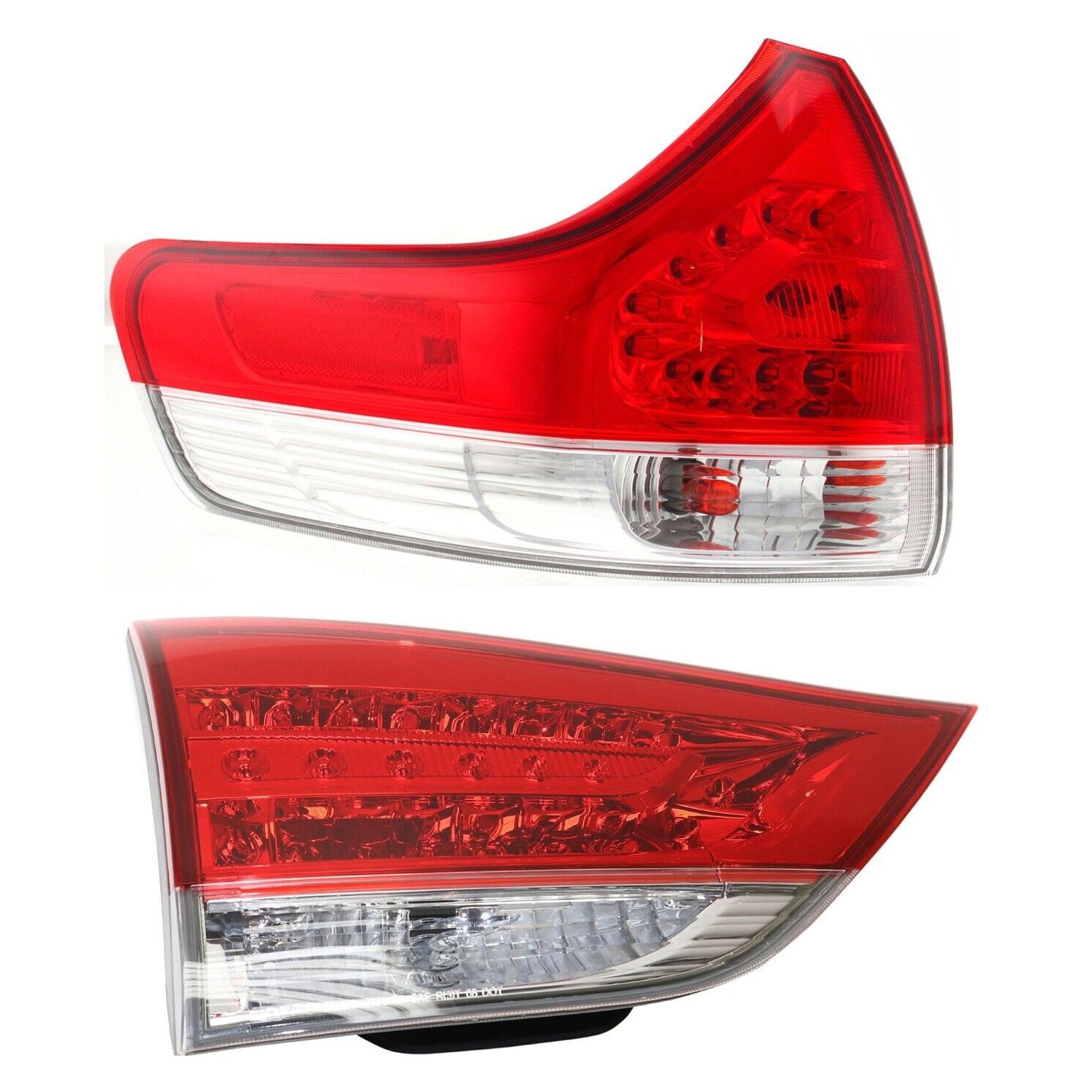 Tail Light Set For 2012-2014 Toyota Sienna Left Inner Outer Clear/Red Halogen